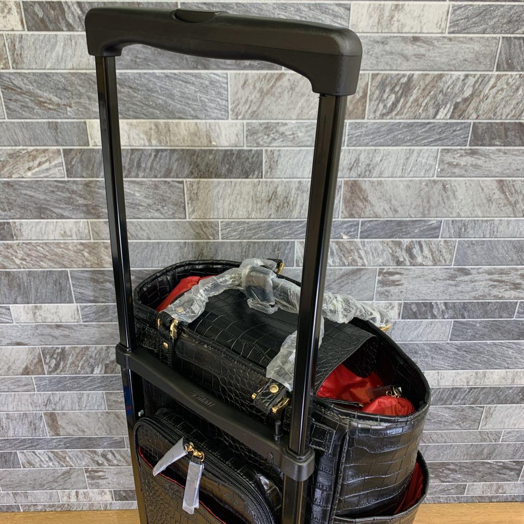 y　SWANY スワニー キャリー クロコ型押し 黒 ４輪 Lサイズ