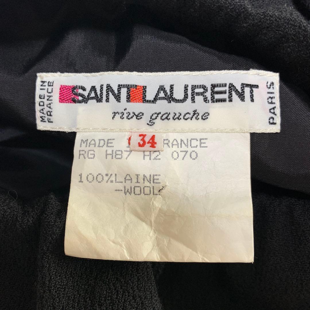 【SAINT LAURENT】サンローラン　オフショルダー　七分袖ワンピース　黒