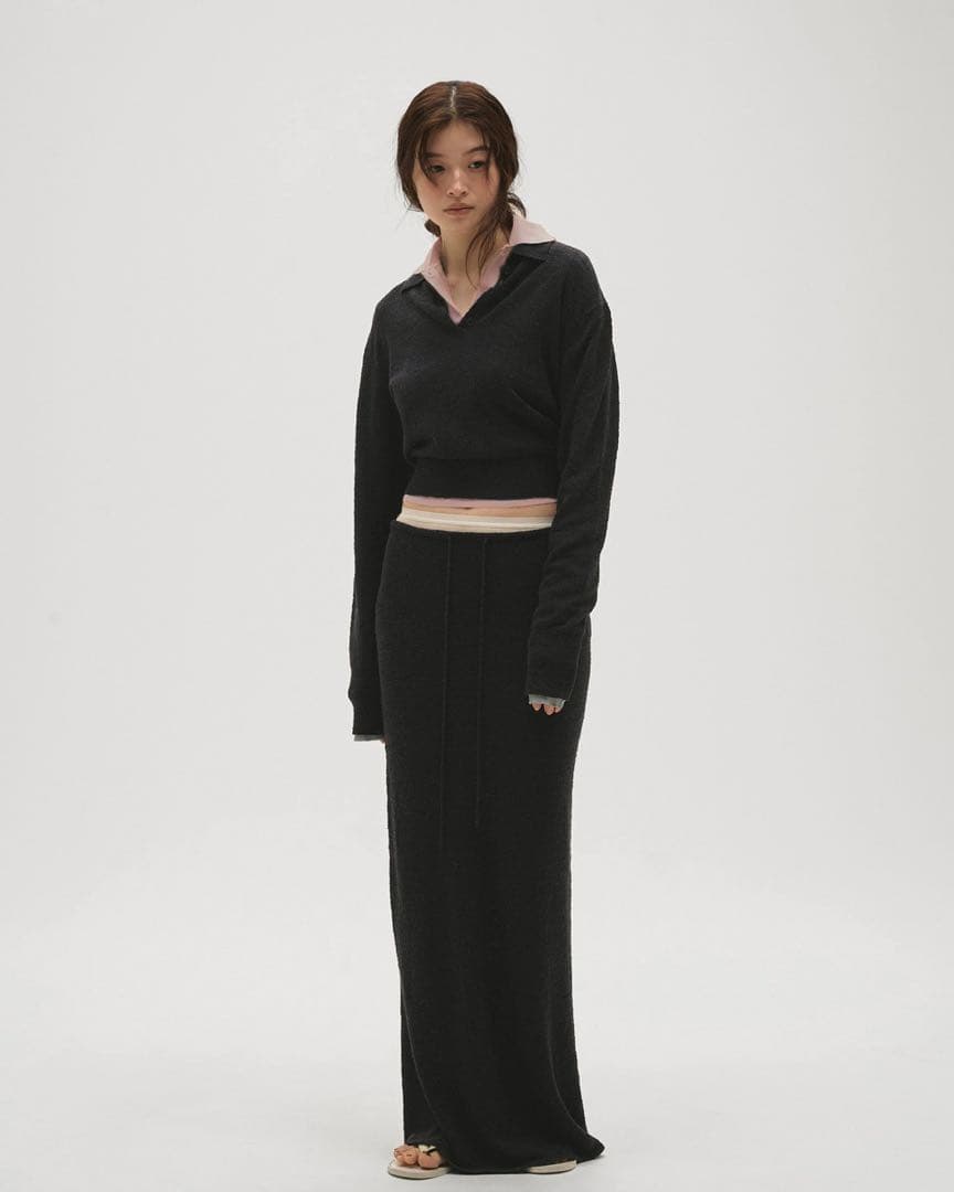 todayful Miniboucle Knit Skirt ダークグレー