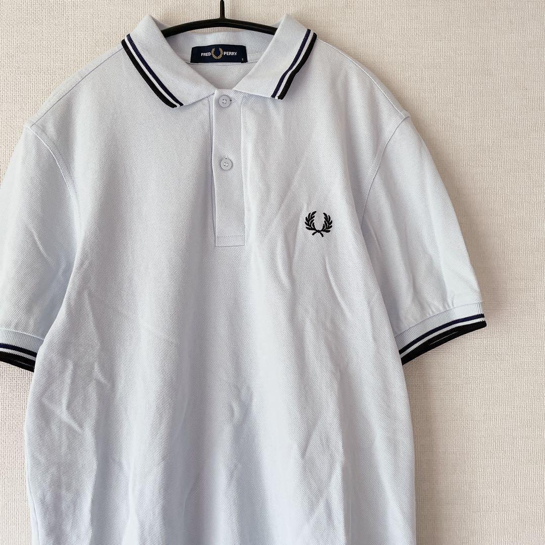 FRED PERRY フレッドペリー 半袖 ポロシャツ 水色 ロゴ刺繍