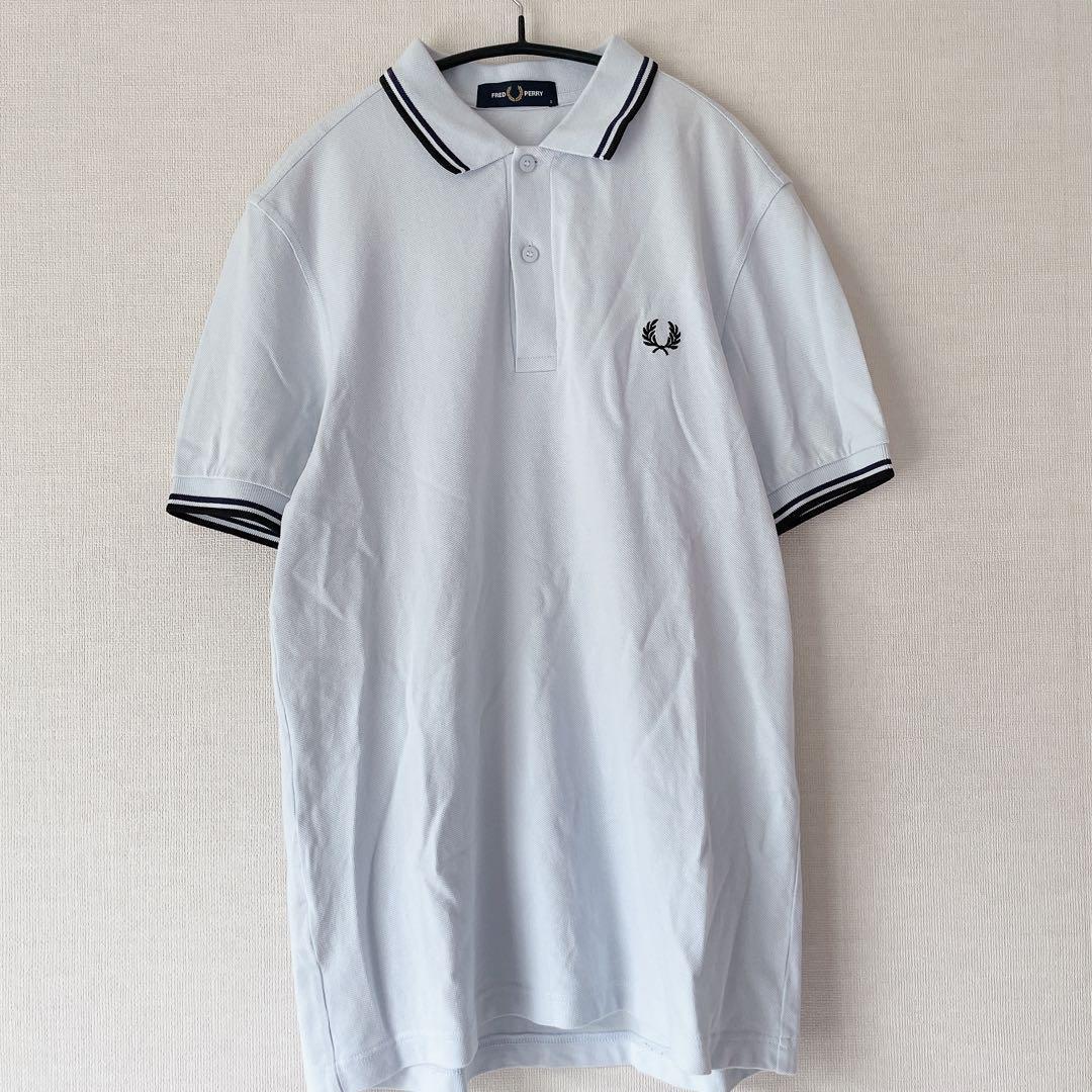 FRED PERRY フレッドペリー 半袖 ポロシャツ 水色 ロゴ刺繍