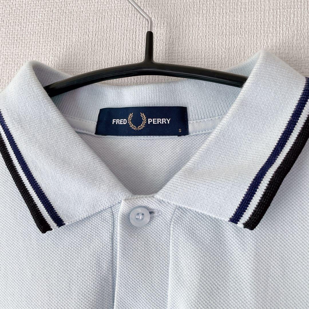 FRED PERRY フレッドペリー 半袖 ポロシャツ 水色 ロゴ刺繍