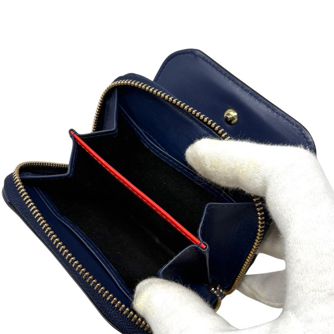 美品！Paul Smith マルチカラー レザー 二つ折り財布 ジップウォレット