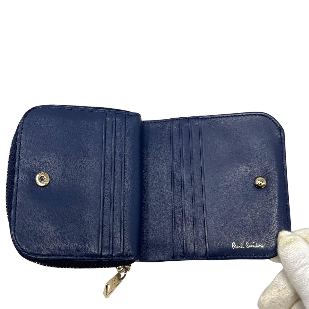 美品！Paul Smith マルチカラー レザー 二つ折り財布 ジップウォレット