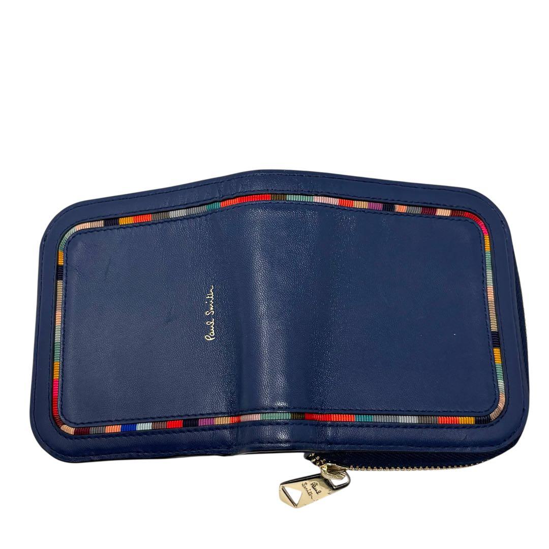 美品！Paul Smith マルチカラー レザー 二つ折り財布 ジップウォレット