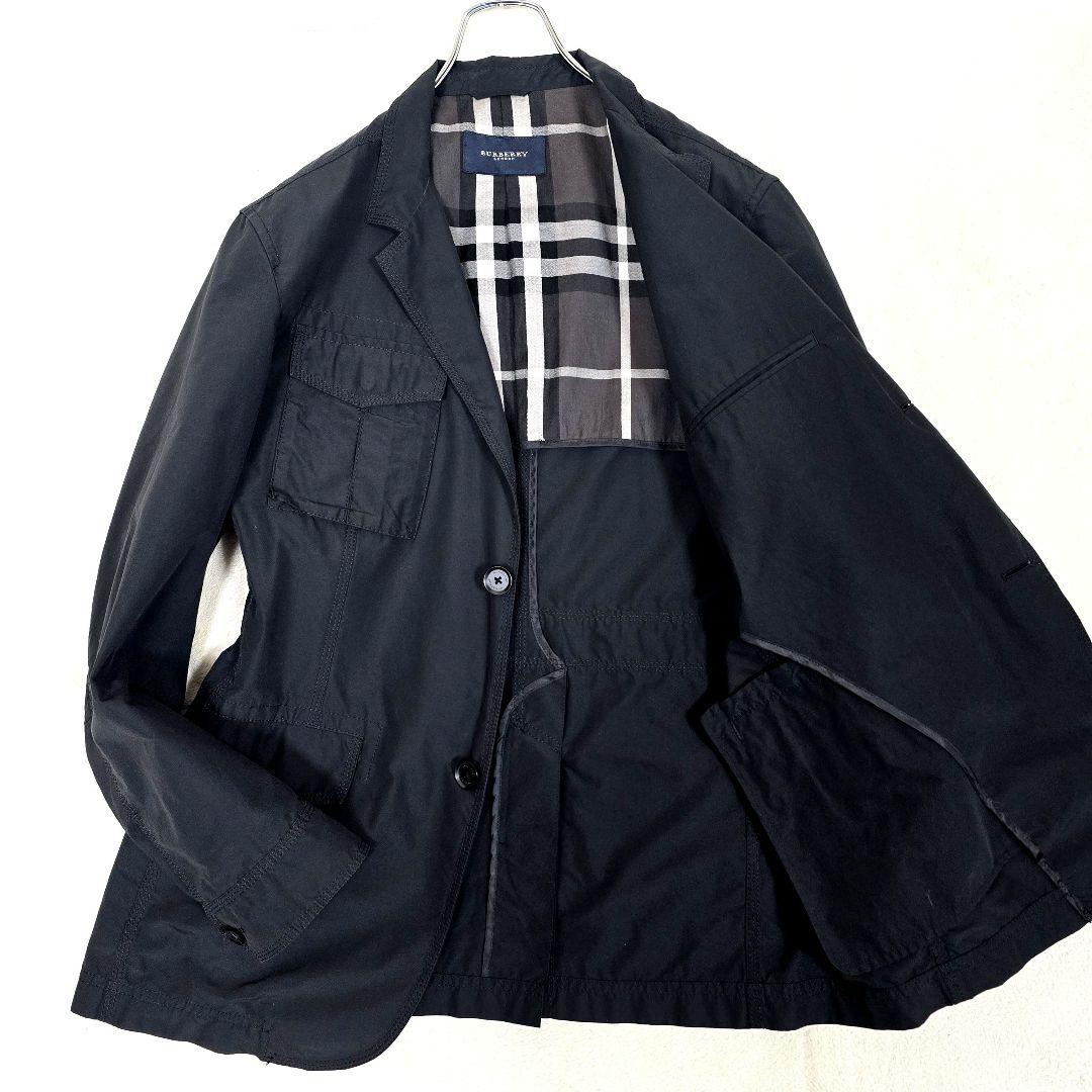 希少XL バーバリーロンドン テーラードジャケット ミリタリー メガチェック 黒