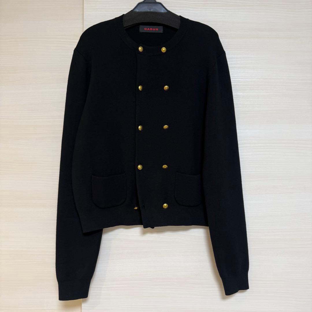 CABaN キャバン コットンカシミヤ ダブルボタンカーディガン ブラック