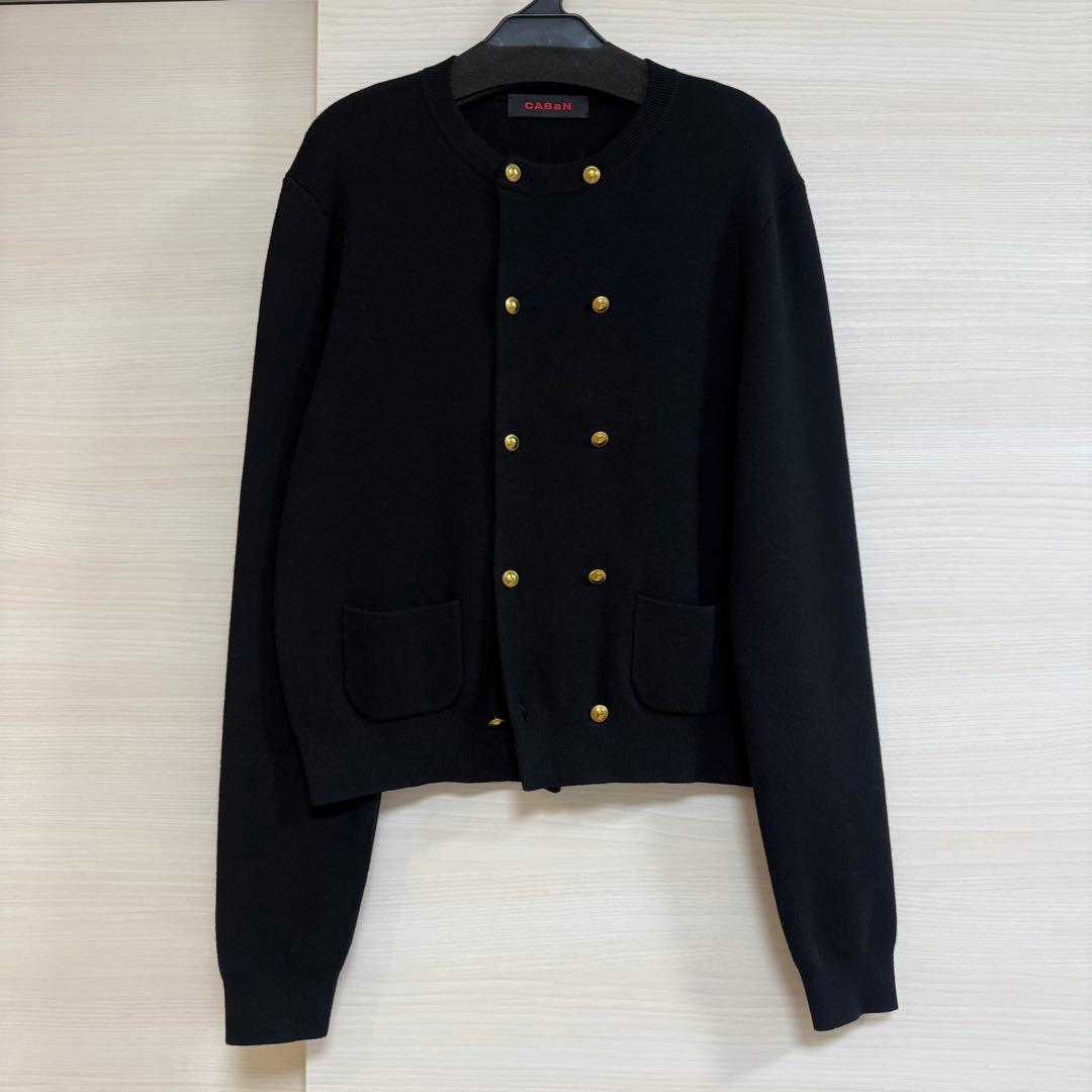 CABaN キャバン コットンカシミヤ ダブルボタンカーディガン ブラック