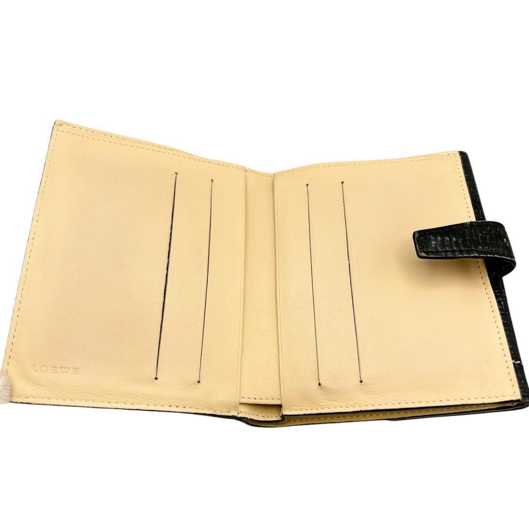 専用　LOEWE レザー ブラック アナグラム 折り財布 7026.