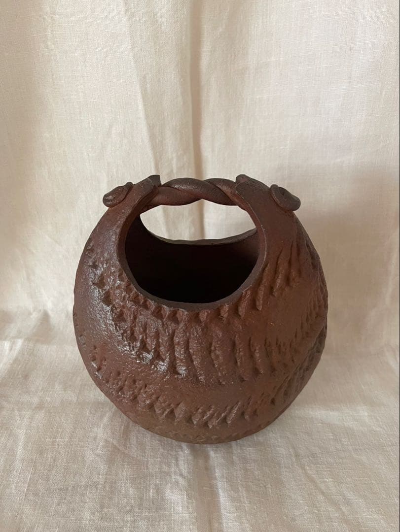 新品未使用❣️備前焼　窯元　小西陶古　花器　花入　木箱付き
