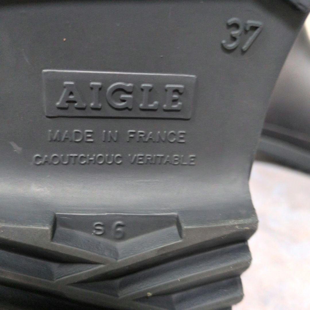 【美品】AIGLE エーグル　長靴　レインブーツ　ブラック×レッドライン　37