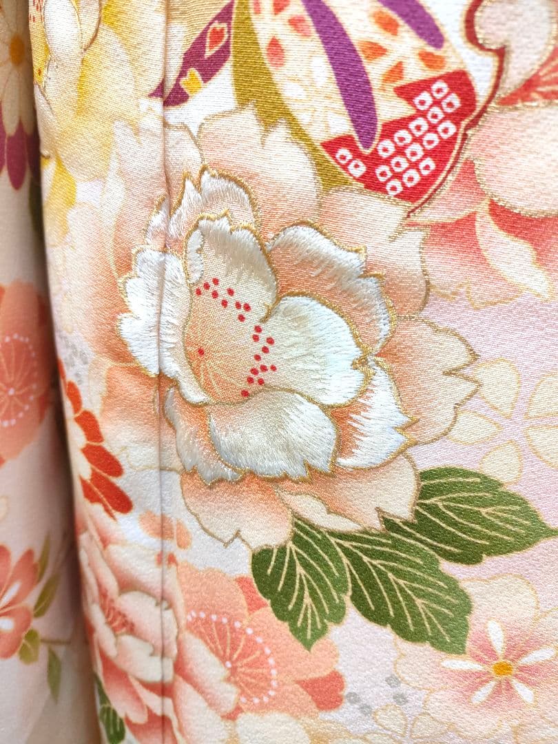薄ピンク×クリーム色暈し　振袖　美品　その他セット