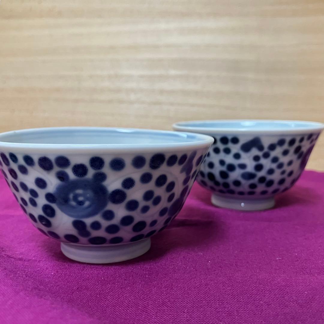 江戸明治大正時代物アンティーク染付け印判◆古伊万里 蕎麦猪口/湯呑み◆９個セット