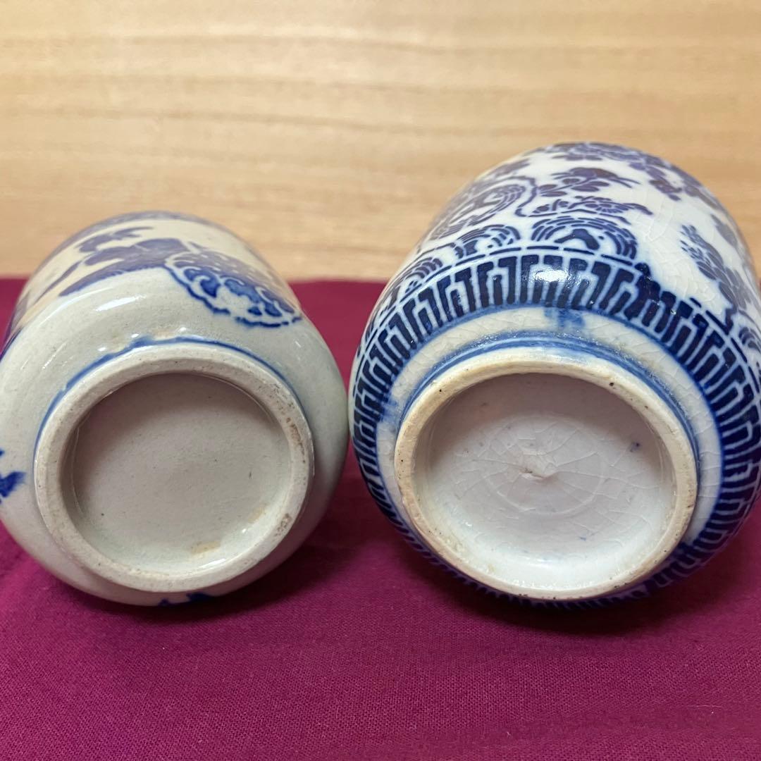 江戸明治大正時代物アンティーク染付け印判◆古伊万里 蕎麦猪口/湯呑み◆９個セット
