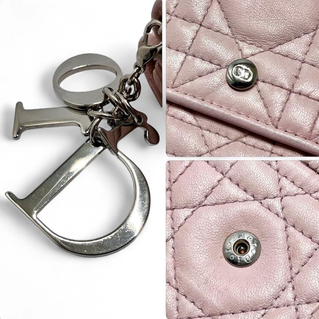 Dior レディディオール カナージュ ロータスウォレット CDボタン 折り財布