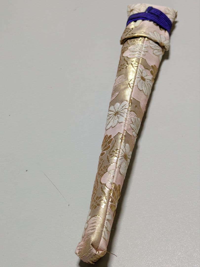 舞扇　白地曲水模様金襴扇袋共新品