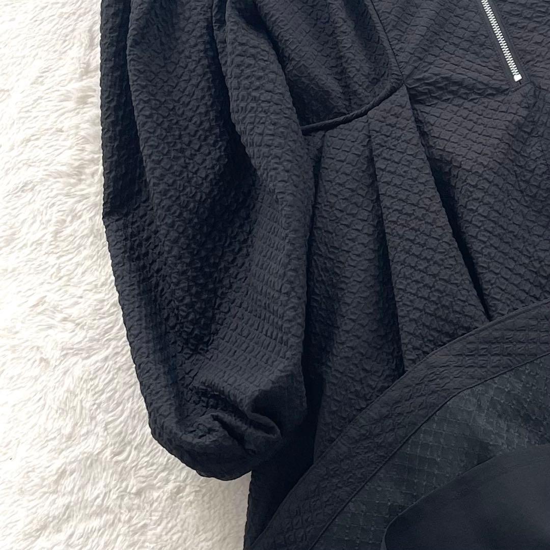 美品✨ CELFORD ふくれジャガードボリュームワンピース 黒 Freeサイズ