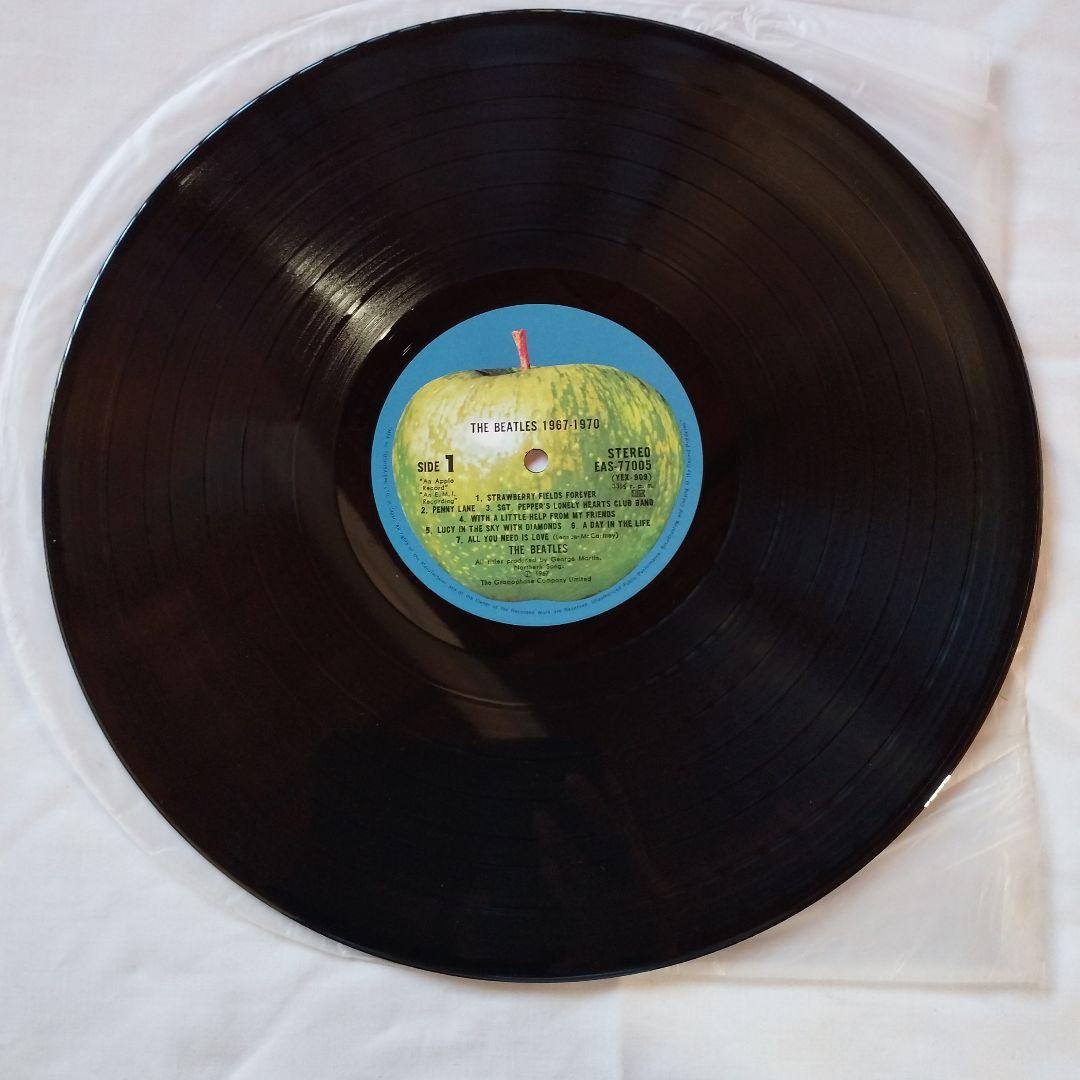 美品　レコード　国内盤　国旗帯　青盤　ビートルズ　LP　2枚組　ポスター付き