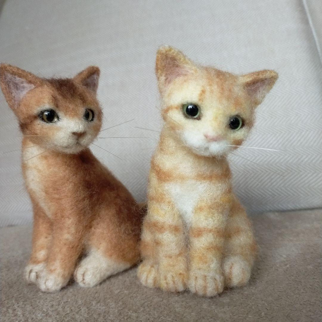 tomtom様用　羊毛フェルト　猫　アビシニアン＆茶トラ　ハンドメイド