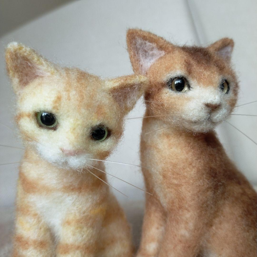 tomtom様用　羊毛フェルト　猫　アビシニアン＆茶トラ　ハンドメイド