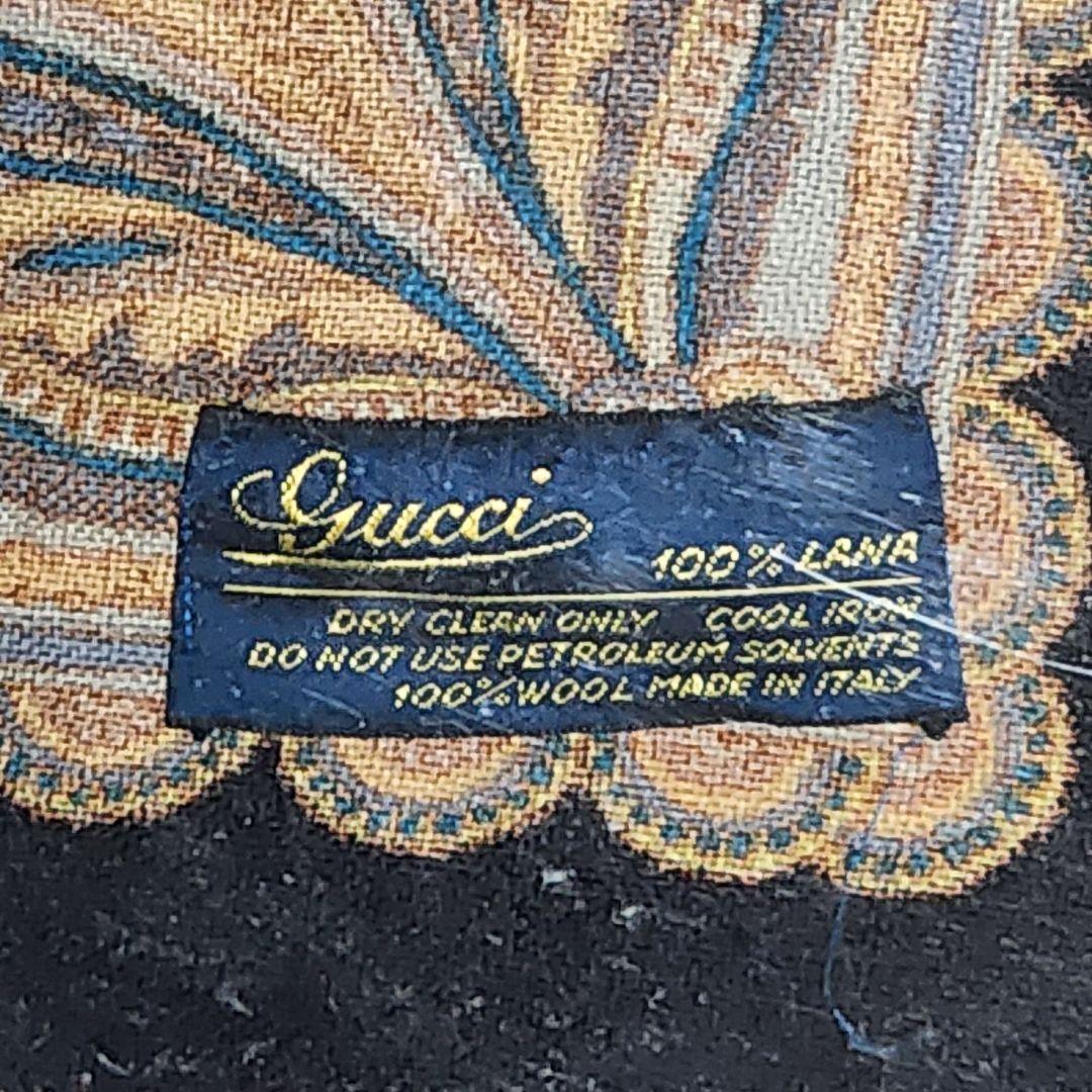 美品 ★GUCCI★ グッチ ストール ショール ペイズリー柄 ウール ブラック