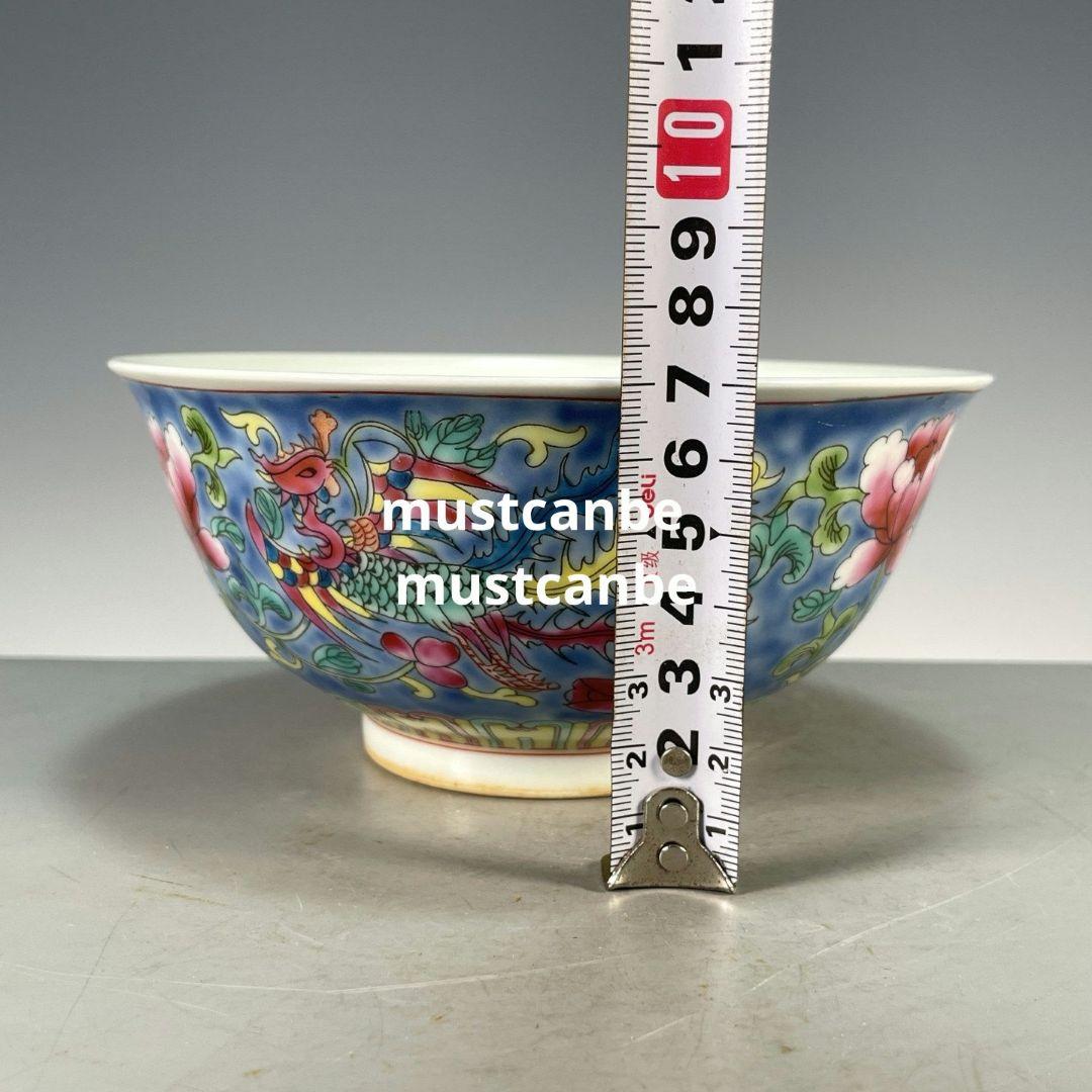 琺瑯彩鳳着牡丹紋碗 景徳鎮 陶磁器 装飾品 現代工芸品 美術品 置物