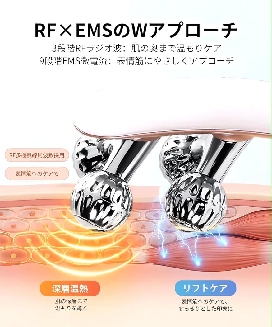 EMS美顔器 美顔ローラー 小顔 フェイス＆ボディー用 RF Type-C充電