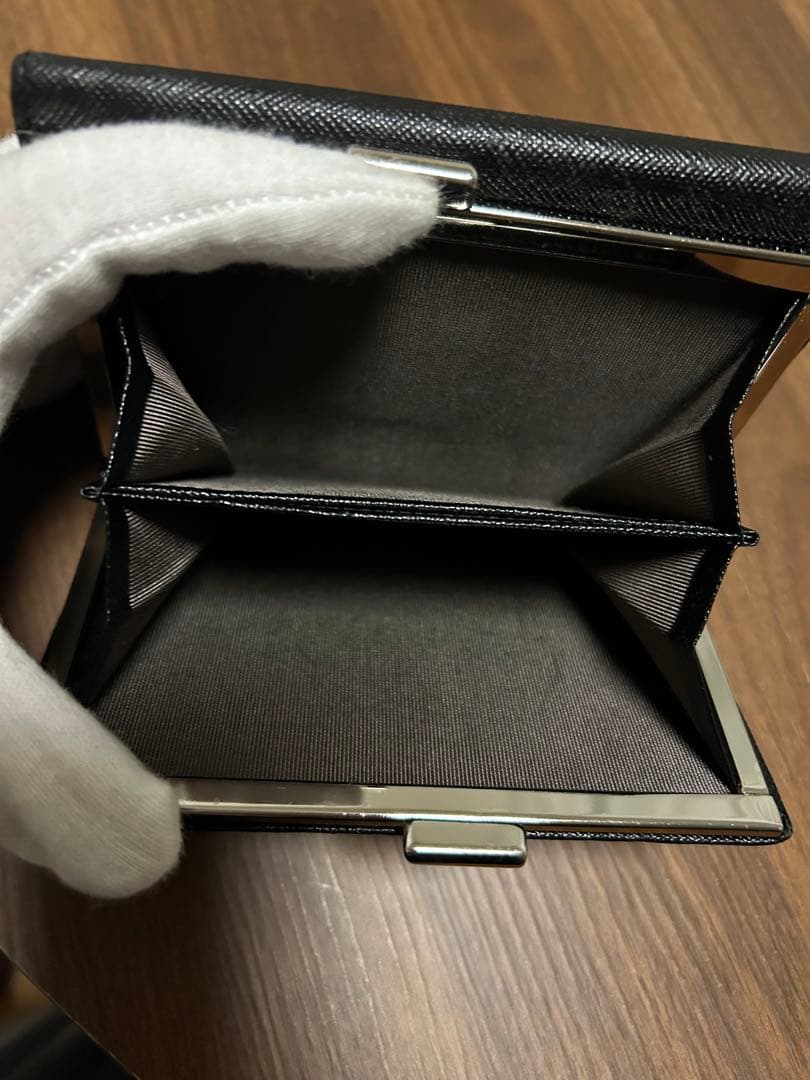 BURBERRY がま口 2つ折り財布 ノバチェック レザー ブラック