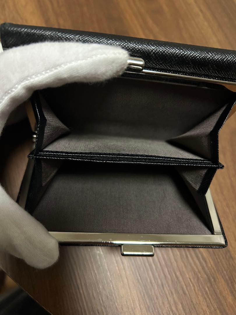 BURBERRY がま口 2つ折り財布 ノバチェック レザー ブラック