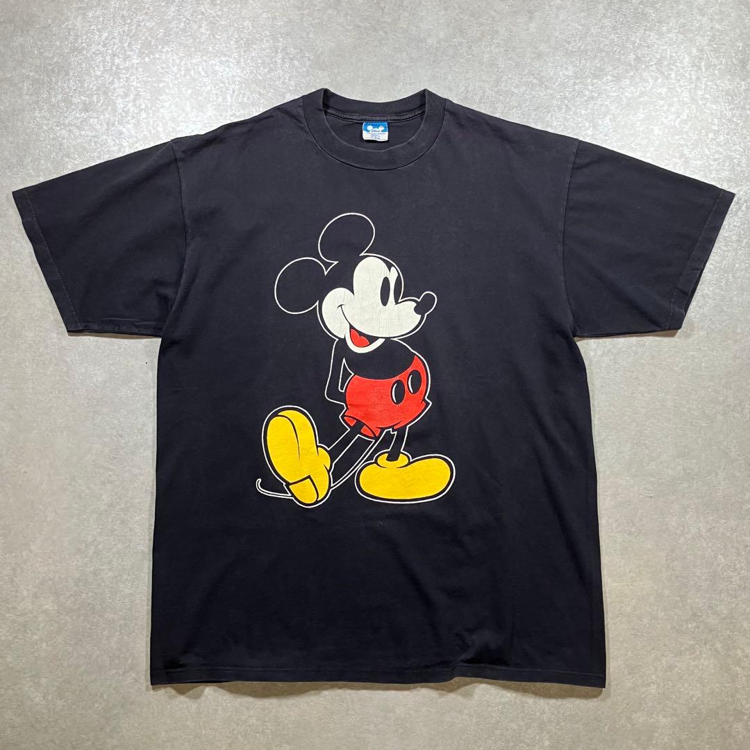 80s USA製 Disney ディズニー ミッキー Tシャツ ブラック XL