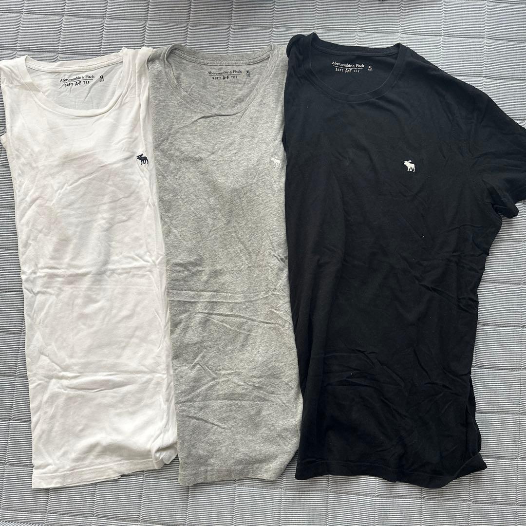 美品 アバクロ ロゴ刺繍Tシャツ 3枚セット ホワイト グレー ブラック