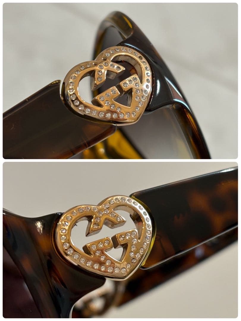 GUCCI グッチ サングラス インターロッキングG ハート ゴールド