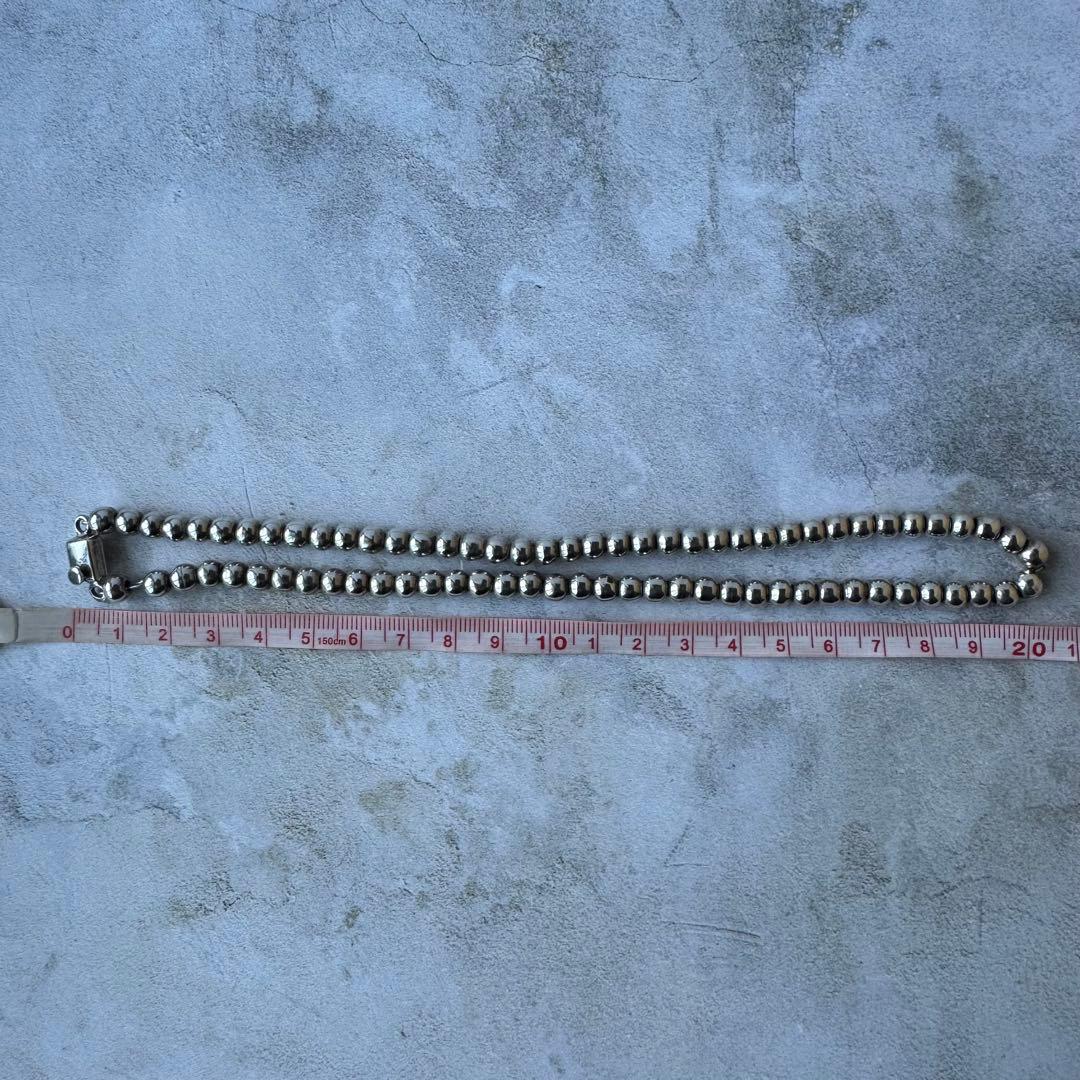 ヴィンテージ ヘビーナバホパールネックレス シルバー925 メキシコ製