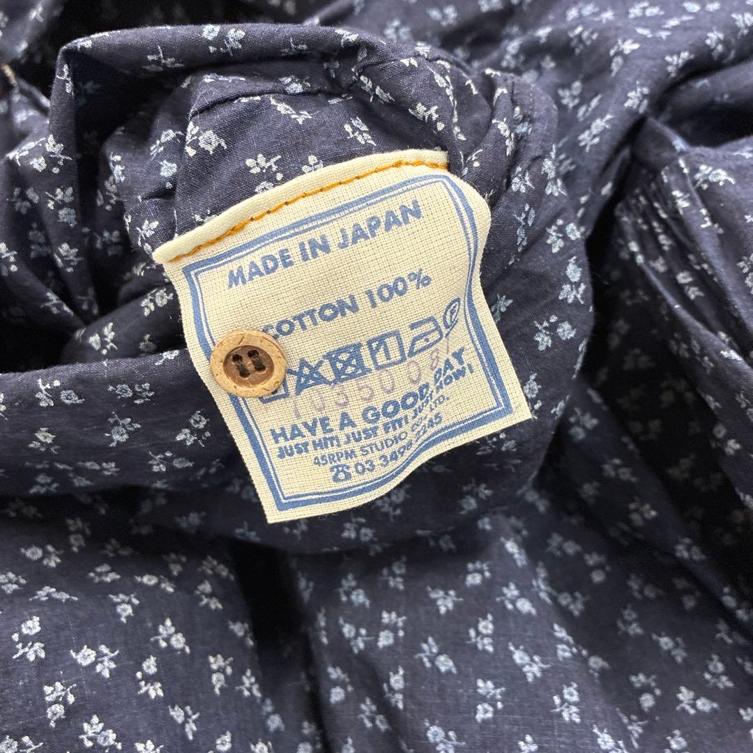 i223◯ 45R コットンワンピース インディゴ 花柄ワンピース