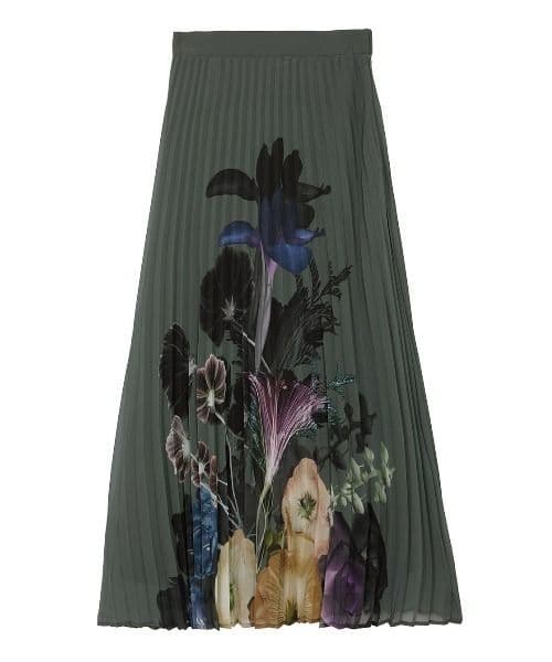 Ameri　MEDI ROENTGEN FLOWER PLEATS SKIRT
