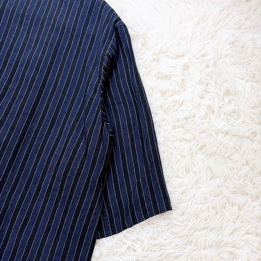 maxmara マックスマーラ　白タグ　リネンオーバージャケット　ストライプ