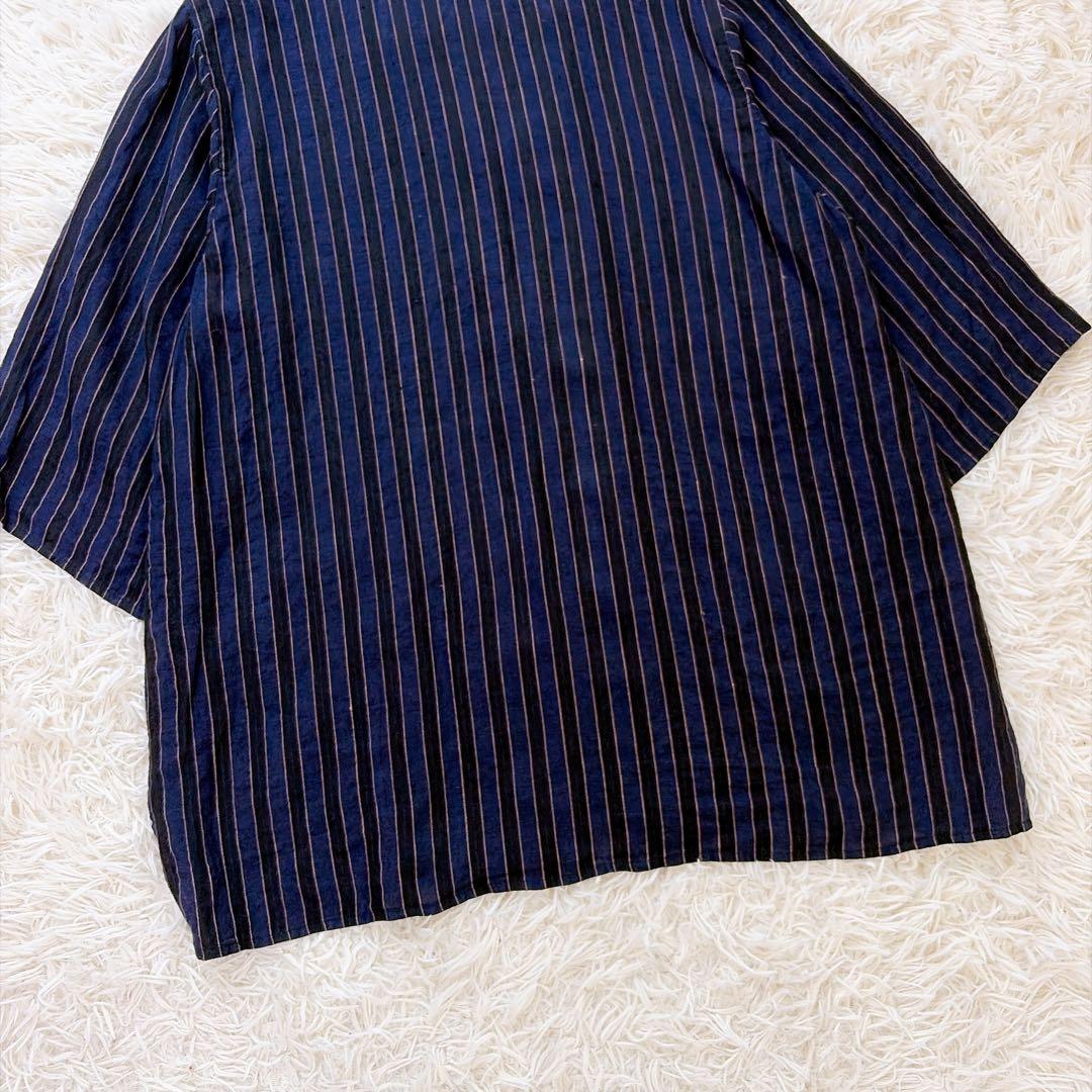 maxmara マックスマーラ　白タグ　リネンオーバージャケット　ストライプ