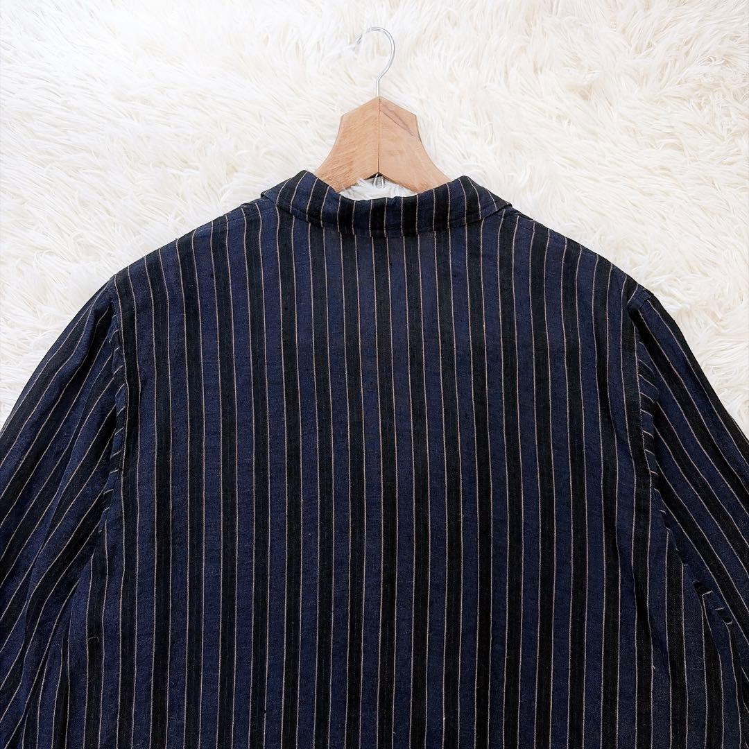 maxmara マックスマーラ　白タグ　リネンオーバージャケット　ストライプ