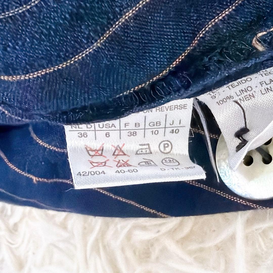maxmara マックスマーラ　白タグ　リネンオーバージャケット　ストライプ