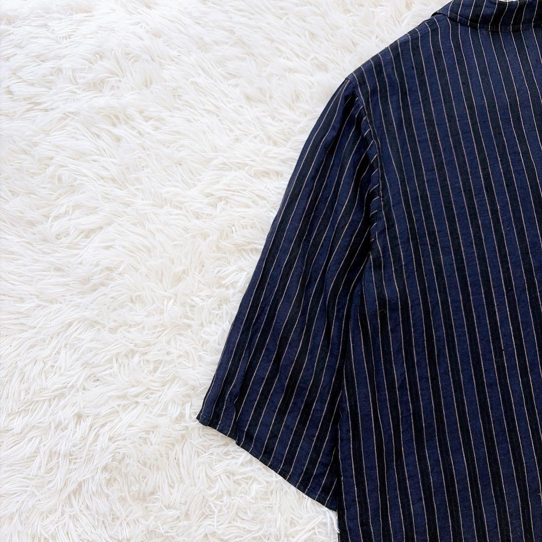 maxmara マックスマーラ　白タグ　リネンオーバージャケット　ストライプ