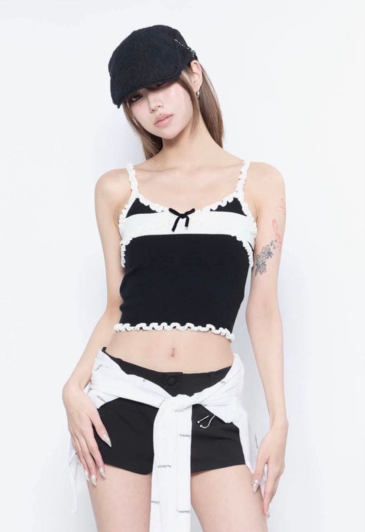 トップス S bicolor knit camisole /THEREDTHREAD