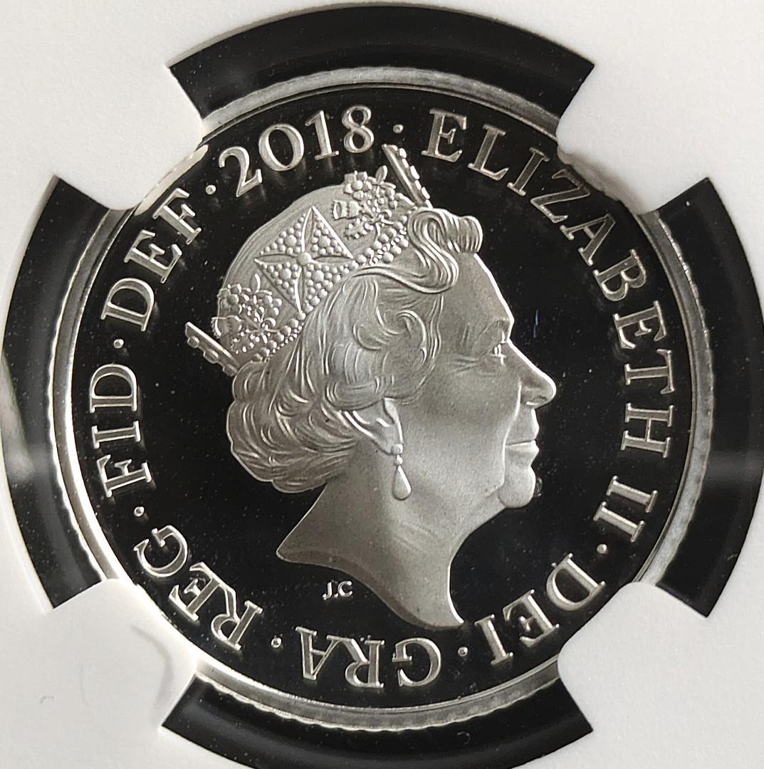 希少な高鑑定★2018 英国 銀貨 10ペンス 王室紋章 NGC PF69UC