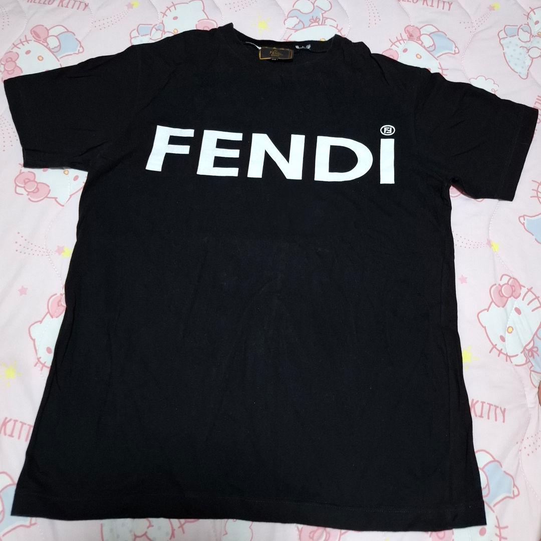 FENDI フェンディ イタリア製 半袖ロゴ Tシャツ ブラック