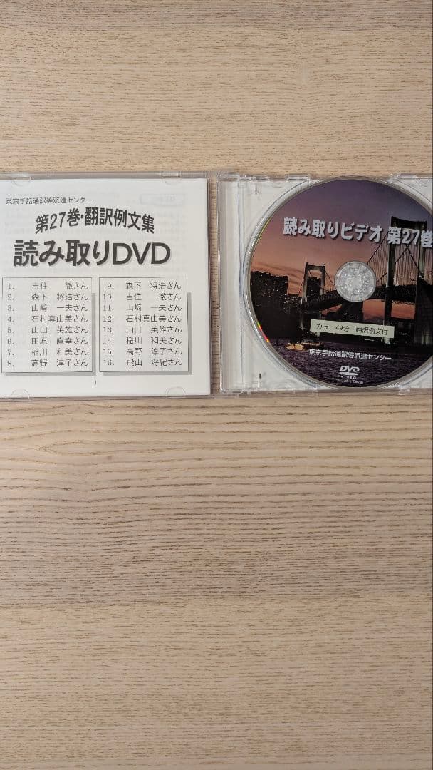 【2月末まで予定】東京手話通訳等派遣センター読み取りビデオ 第27巻 DVD