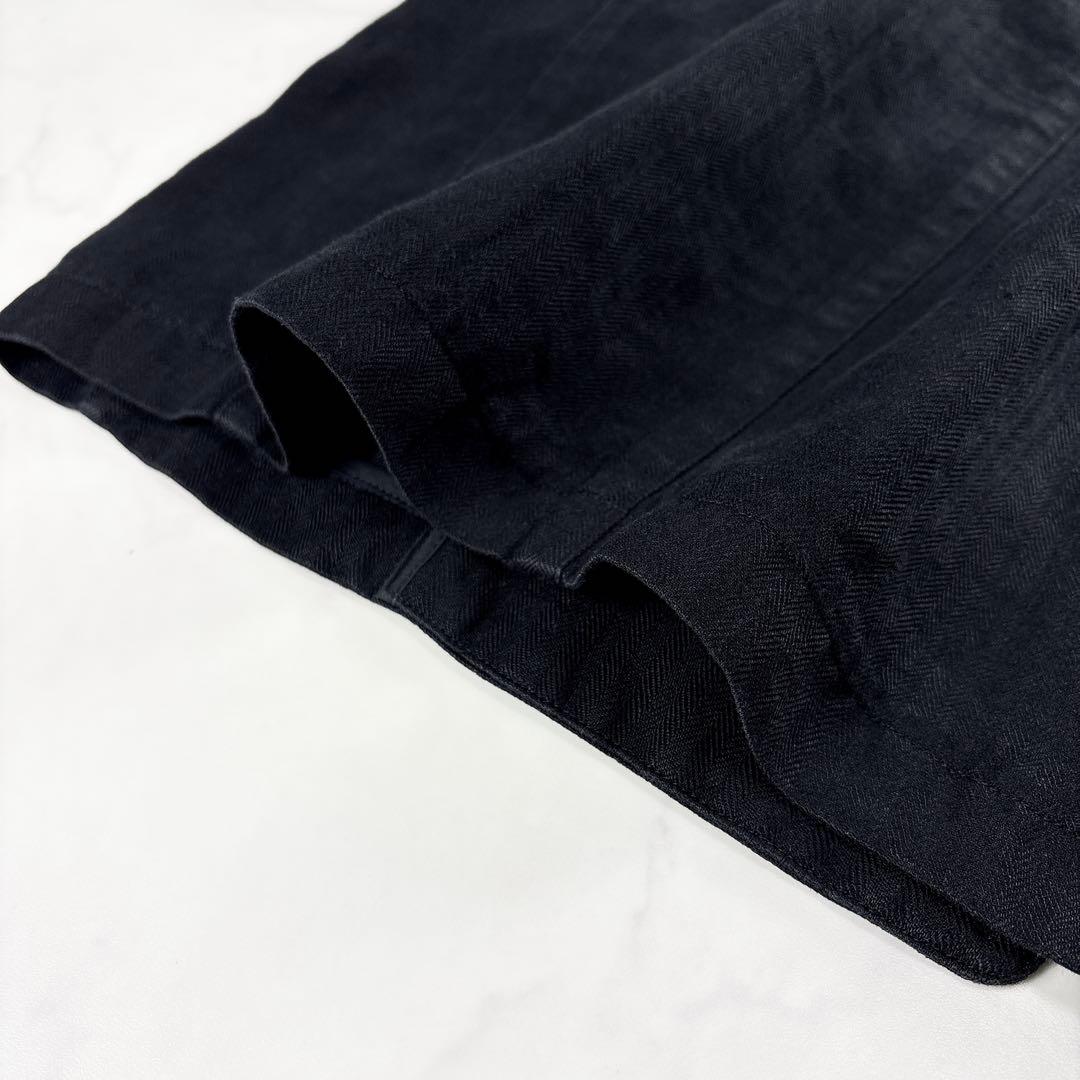 美品 PAPAS パパス リネン100％ テーラードジャケット 黒 日本製