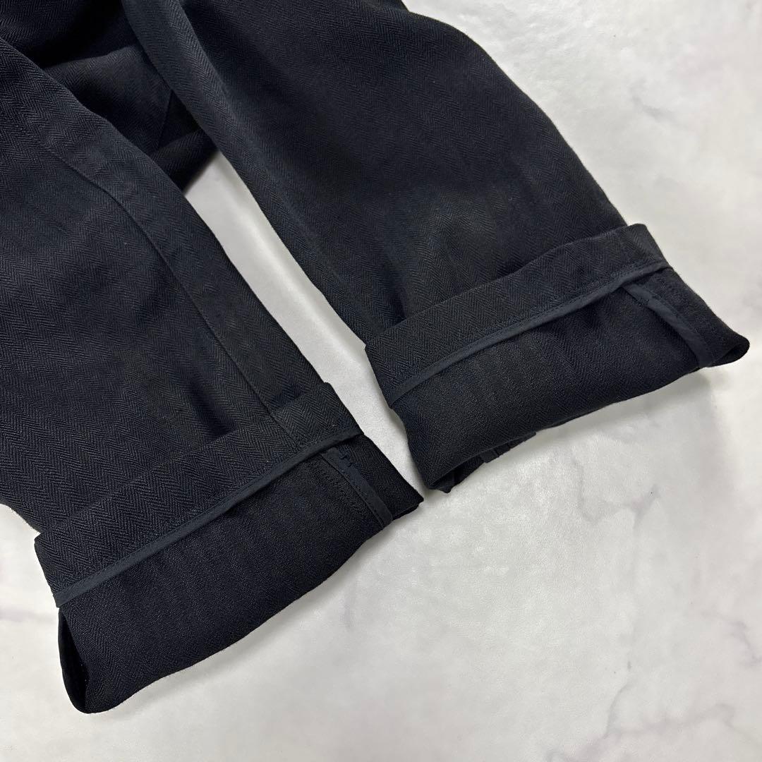 美品 PAPAS パパス リネン100％ テーラードジャケット 黒 日本製