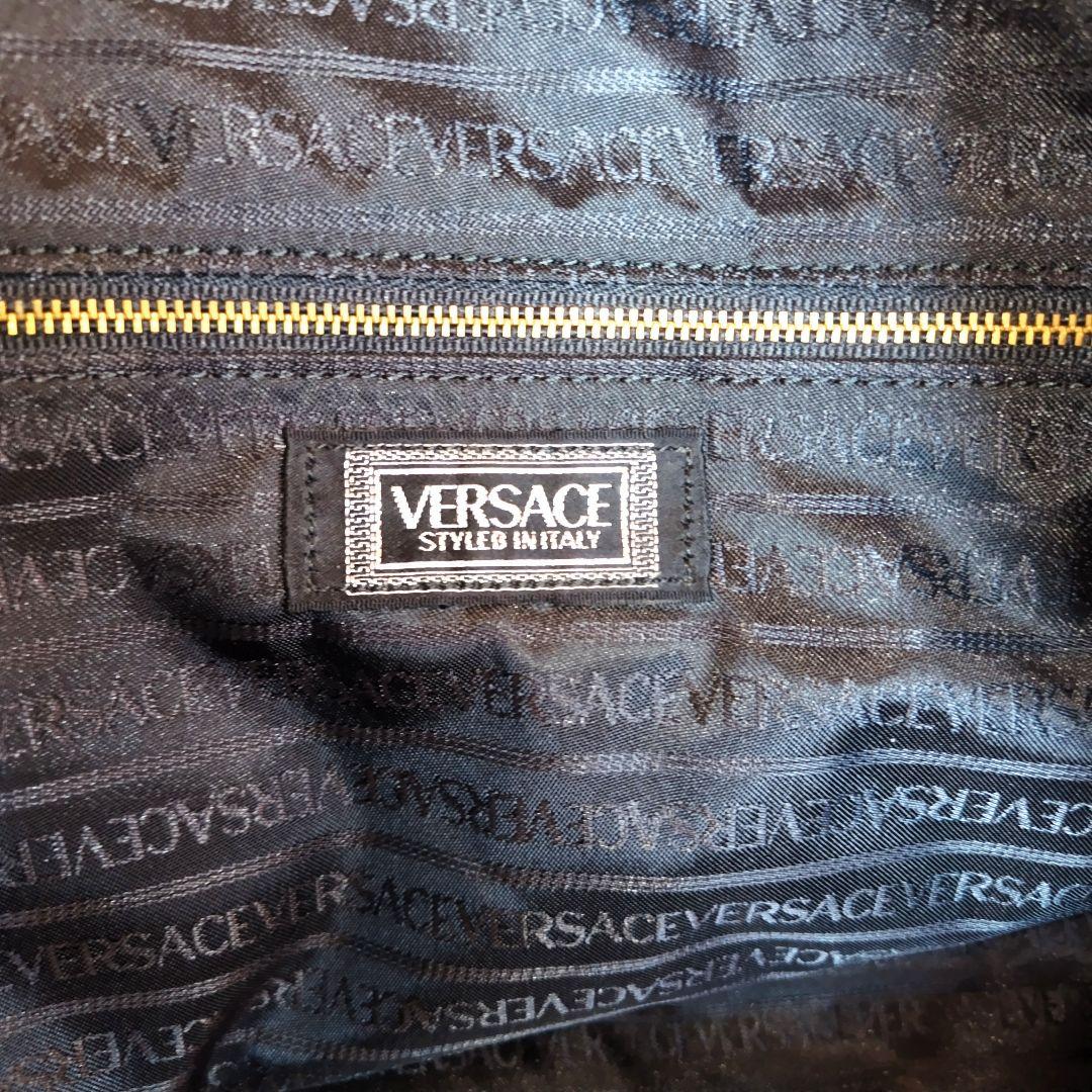ベルサーチ VERSACE サンバースト ボストンバッグ レザー ブラック