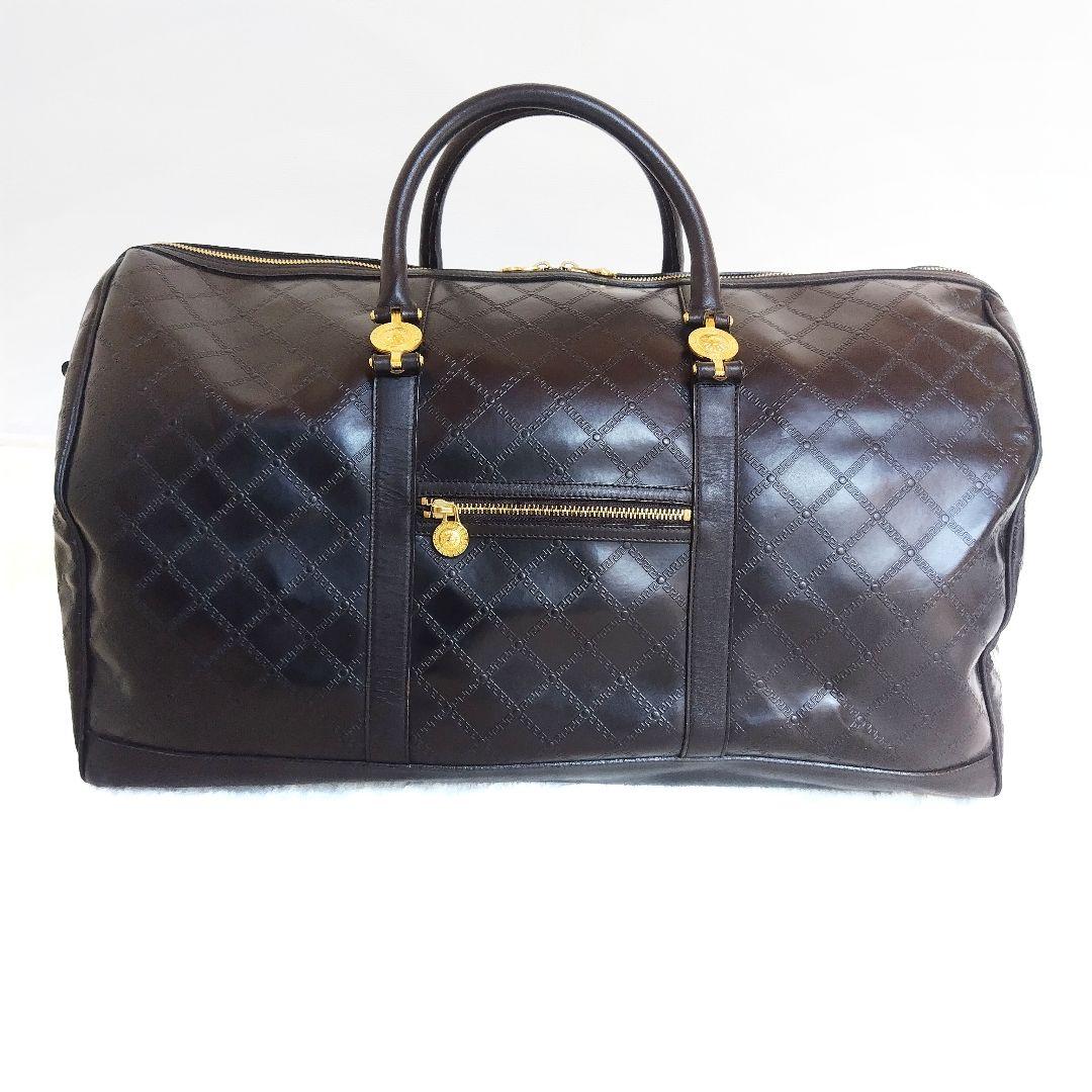 ベルサーチ VERSACE サンバースト ボストンバッグ レザー ブラック