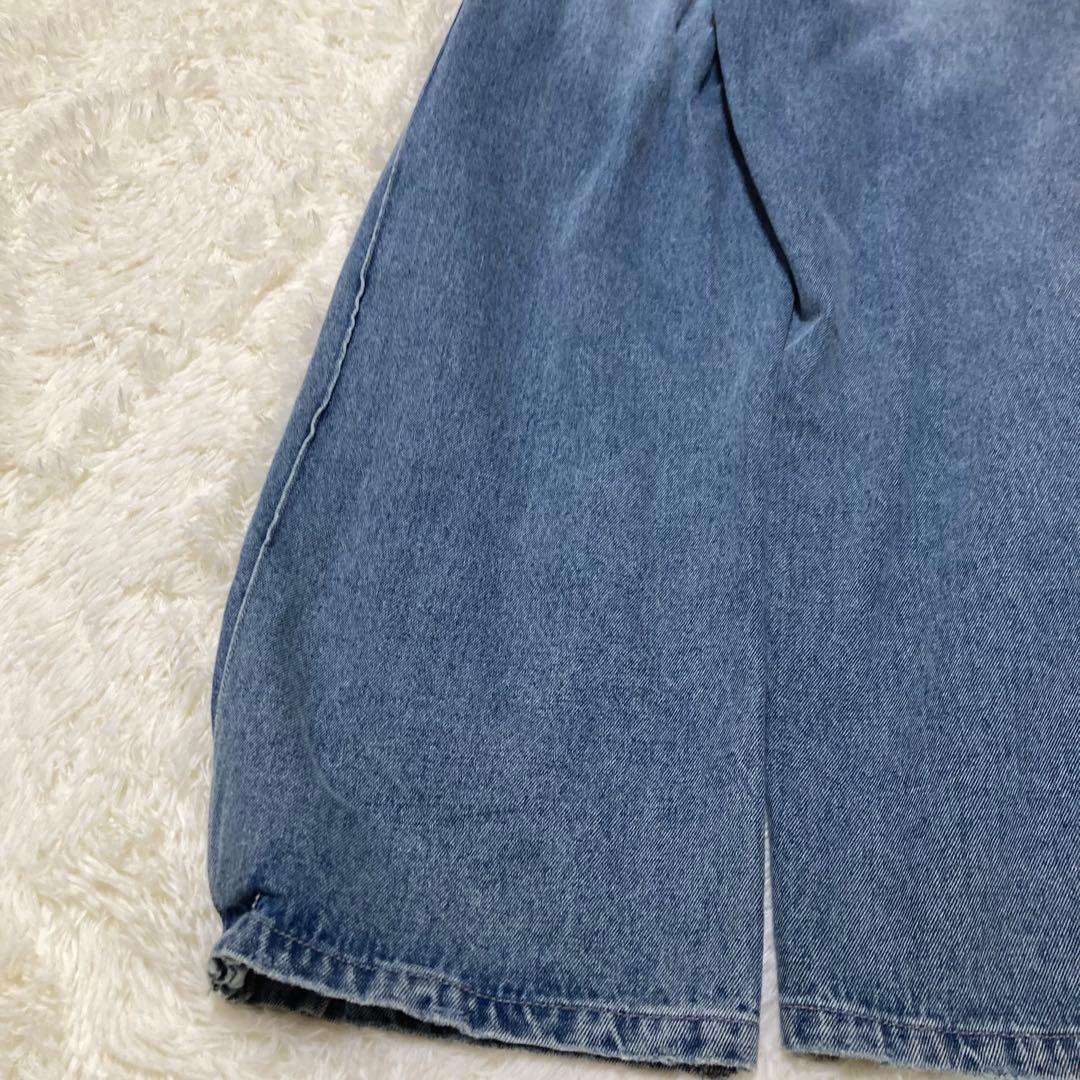 YENN SIDE PLEATED DENIM　カーブパンツ　ブルー　M