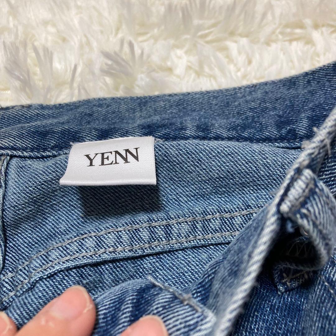 YENN SIDE PLEATED DENIM　カーブパンツ　ブルー　M